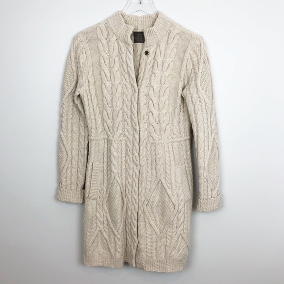 Anthropologie Sweaters - Anthropologie | Cabled Sweater Coat Cream Knit M